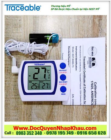 Traceable@ 4627, Nhiệt kế tủ lạnh-tủ đông –50 đến 70°C, Traceable@ 4627 Memory Monitoring Plus Traceable Thermometer